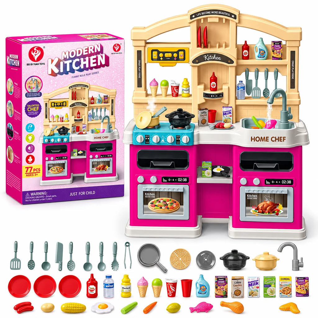 Modern Kitchen Playset with Lights, Sounds & Spray