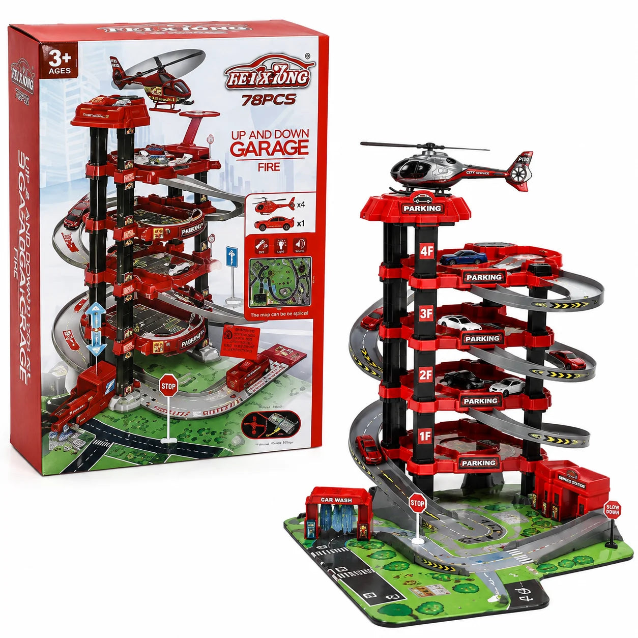 Multi-Level Fire Rescue Garage – 78 Pieces