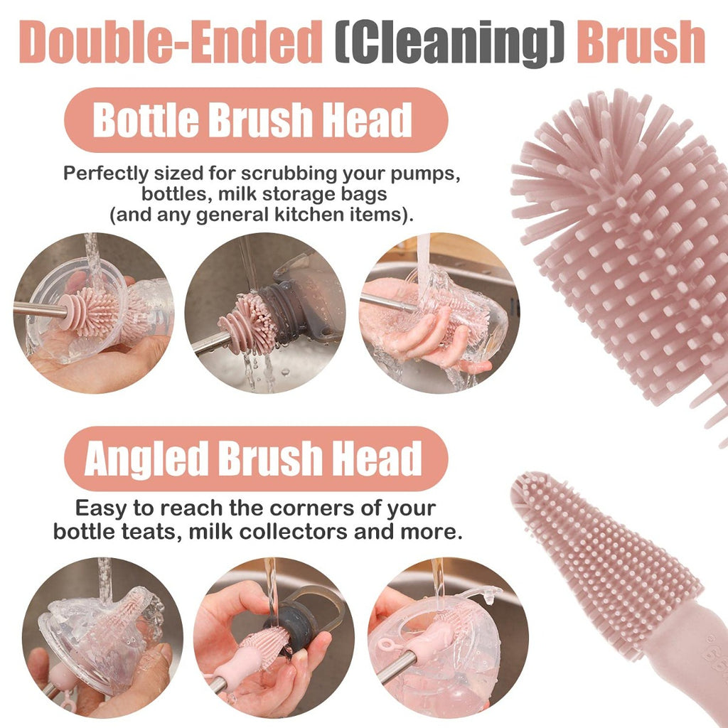 Haakaa Double-ended Silicone Bottle Brush - Blush