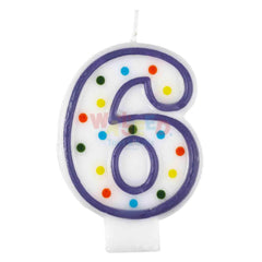 NO.6 POLKA DOTS BIRTHDAY CANDLE