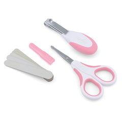 Nuvita Small scissors with rounded tips nail clippers and nail files. Cool Pink
