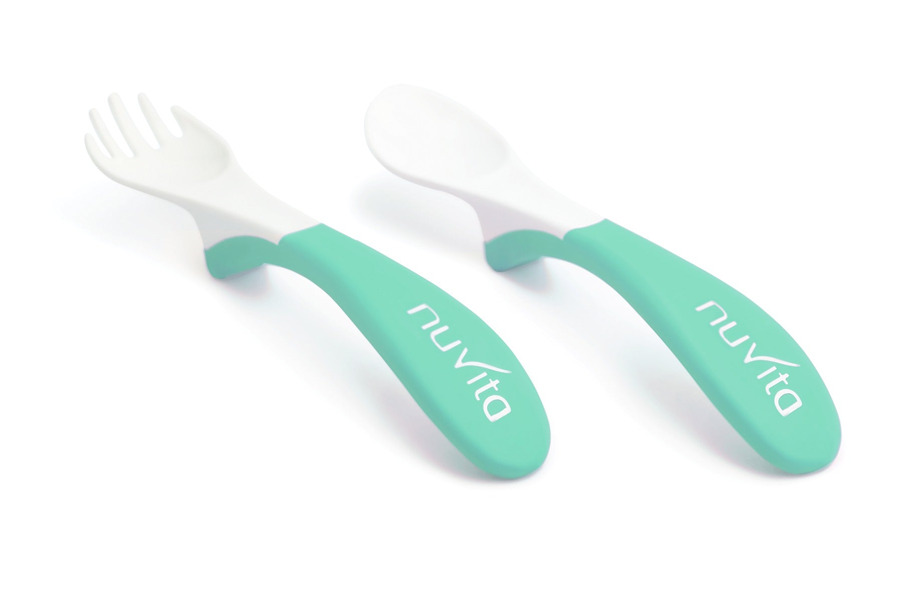 Nuvita Set Easy Eating Plastic spoon and fork GREEN