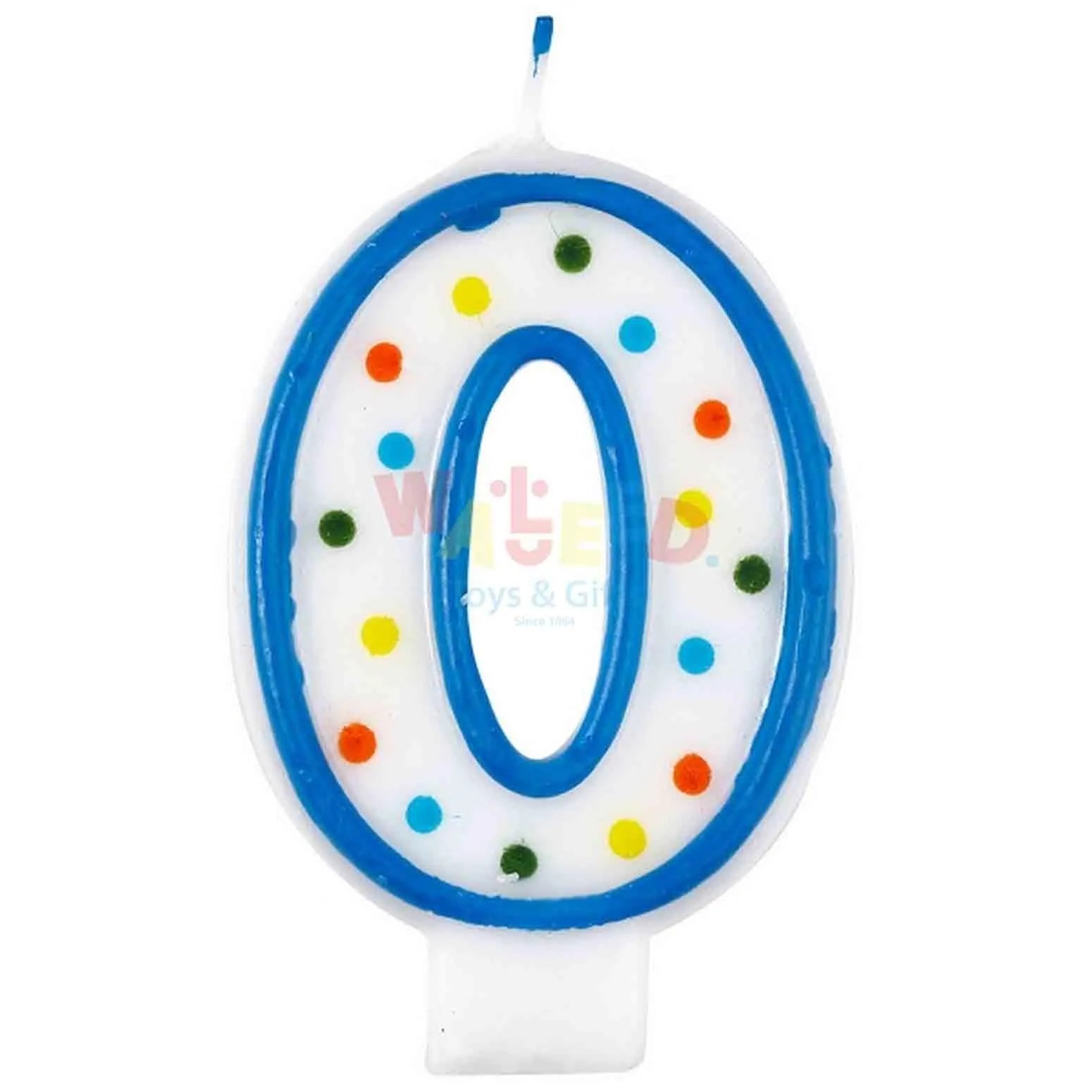 NUMBER 0 POLKA DOTS BIRTHDAY CANDLE