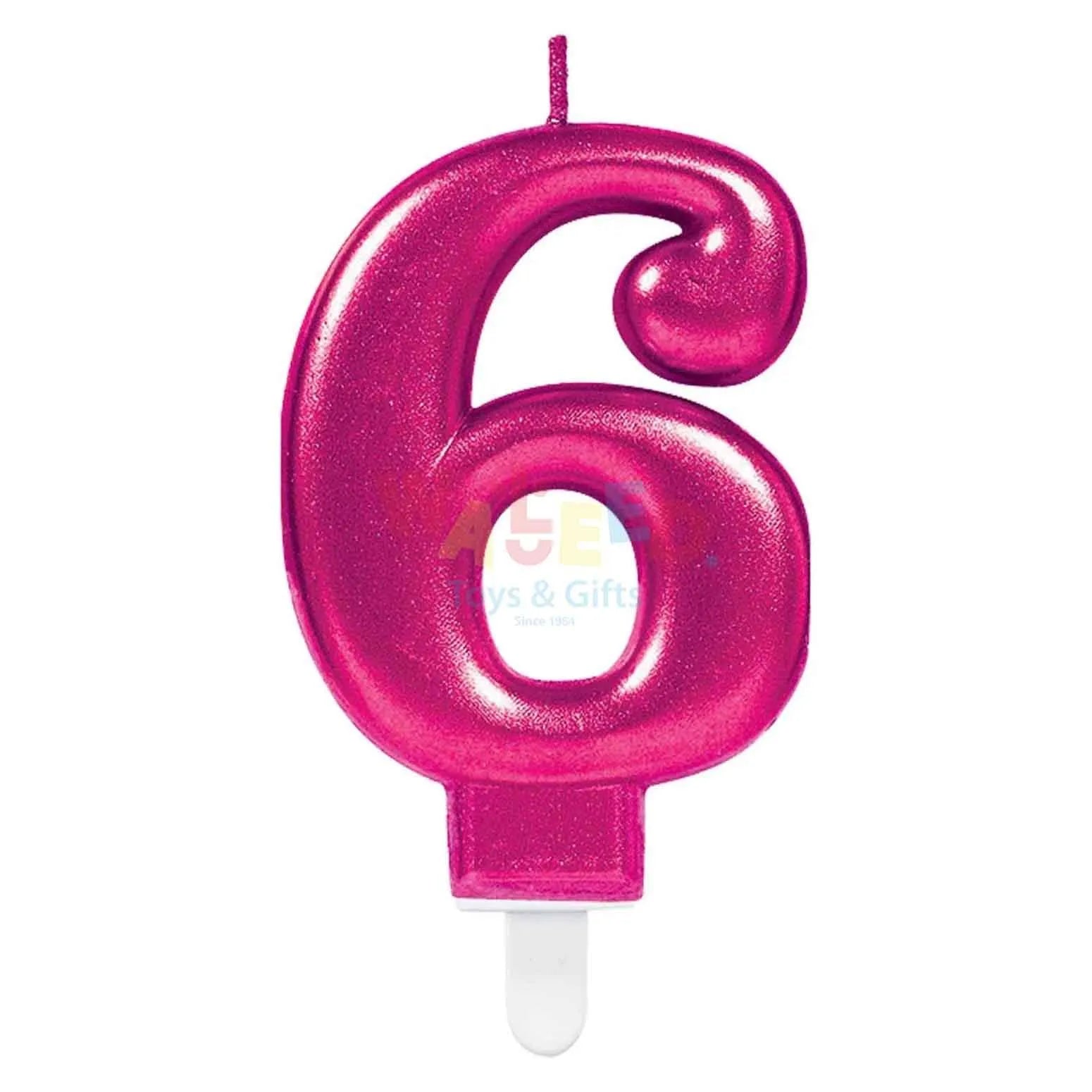 NUMBER 6-PINK SPARK. CANDLE