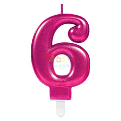 NUMBER 6-PINK SPARK. CANDLE
