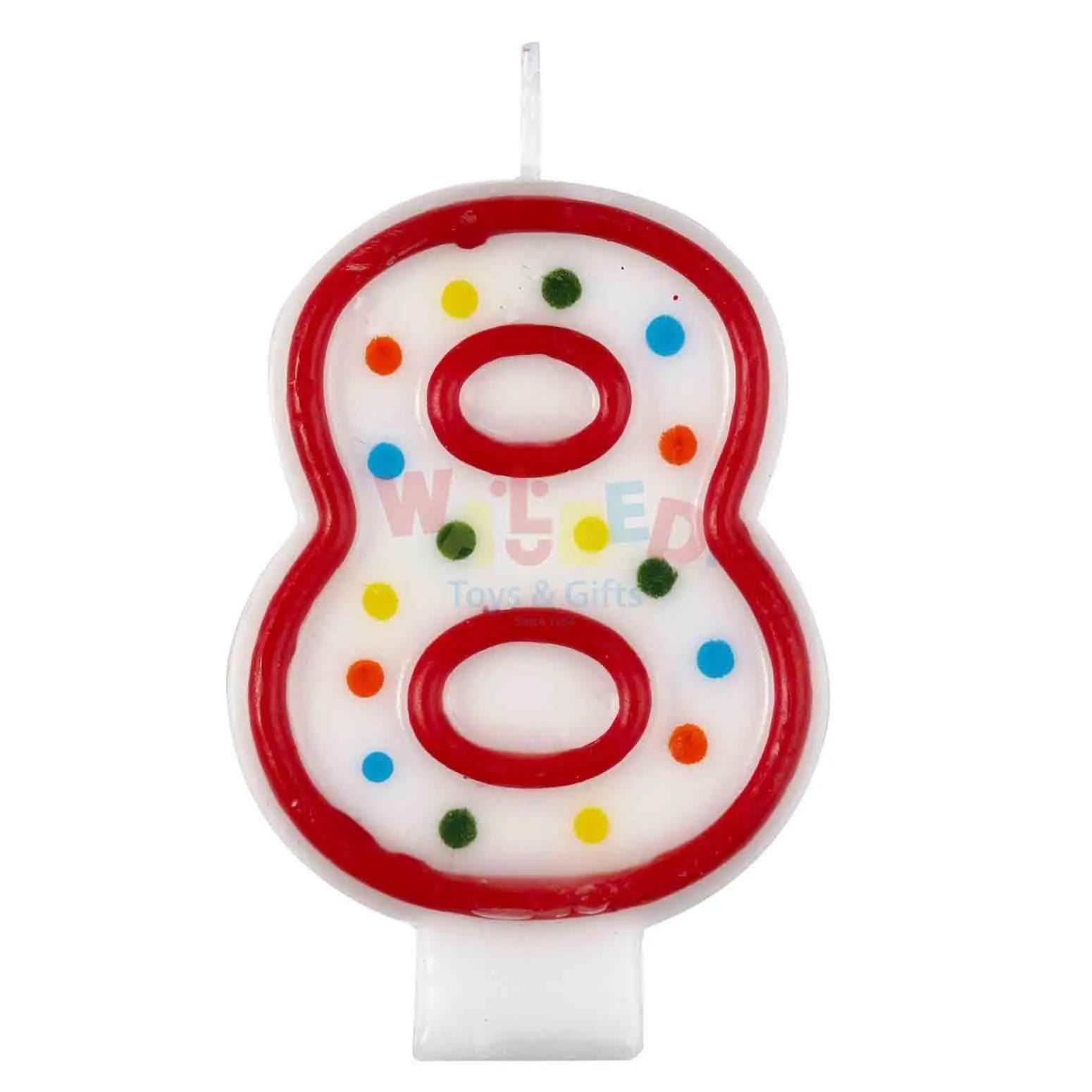 NUMBER8 POLKA DOTS BRTHDAY CANDLE