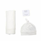 Lulujo Hello World Set (Bamboo Hat + Swaddle blanket) - White