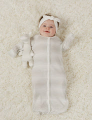 New-born Organic Baby Convertible Romper - Grey Ombre Stripes