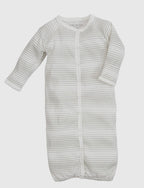 New-born Organic Baby Convertible Romper - Grey Ombre Stripes