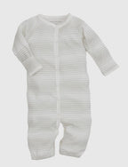 New-born Organic Baby Convertible Romper - Grey Ombre Stripes