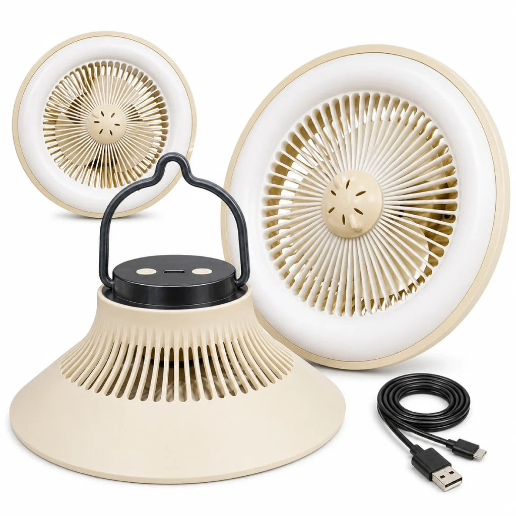 Outdoor Hanging Fan with LED Light Garden Patio Cooling