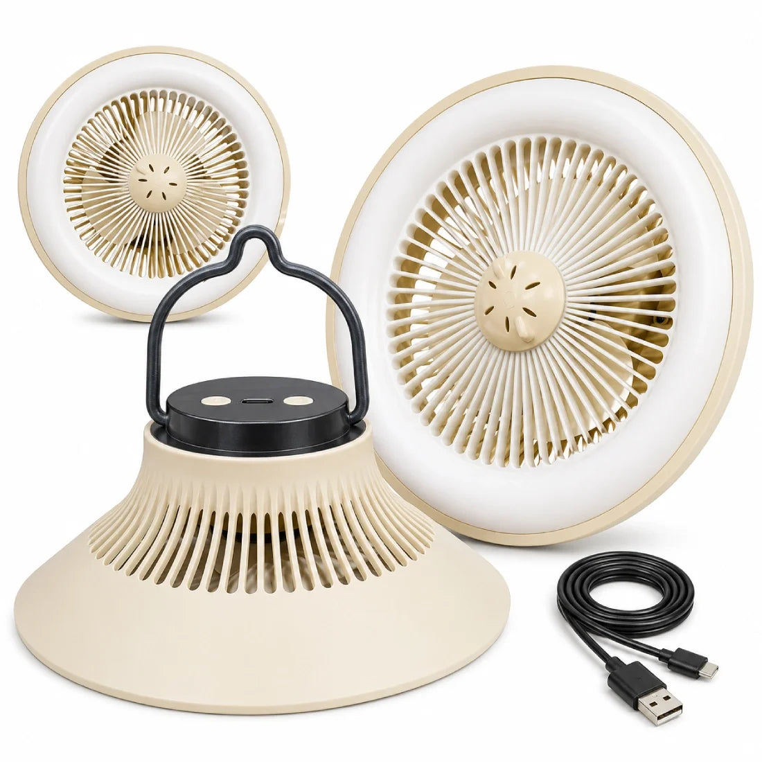 Outdoor Hanging Fan with LED Light Garden Patio Cooling