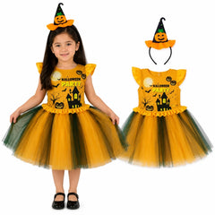 Pumpkin Party Dress Skirt Set for Kids