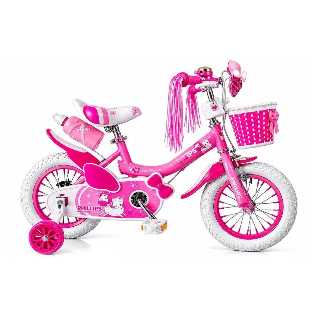 Phillips P-203 Kids Bicycle 12 Inch with Basket, Streamers & Water Bottle