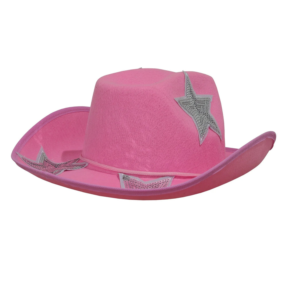 Pink Cowboy Hat with Glitter Stars
