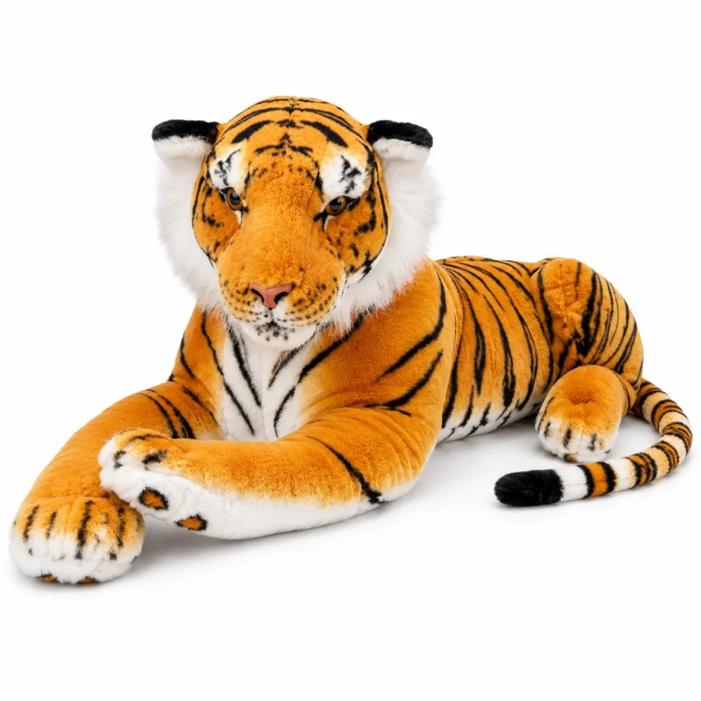 Plush Lying Brown Tiger Toy