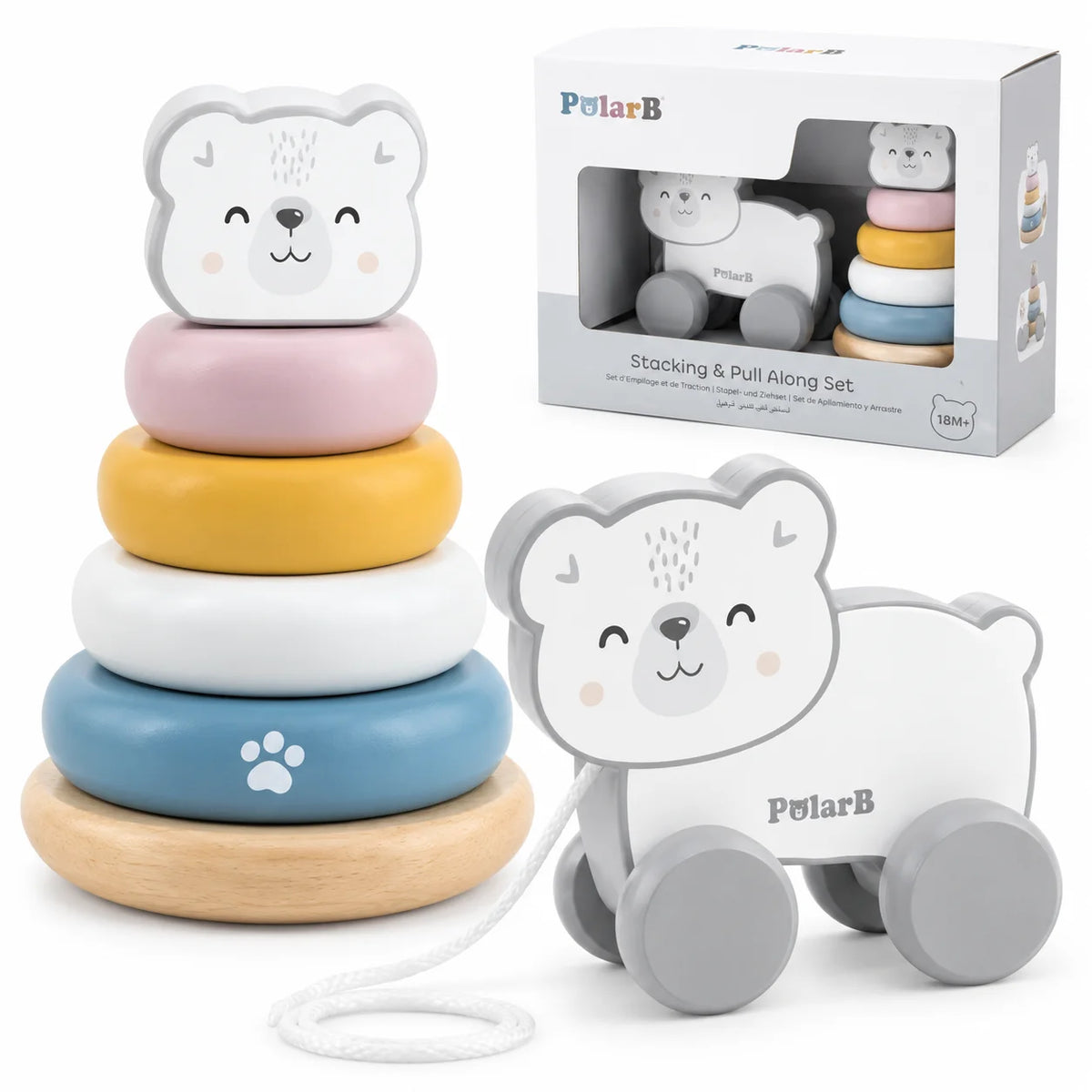 PolarB Pull Along & Stacking Set – Polar Bear
