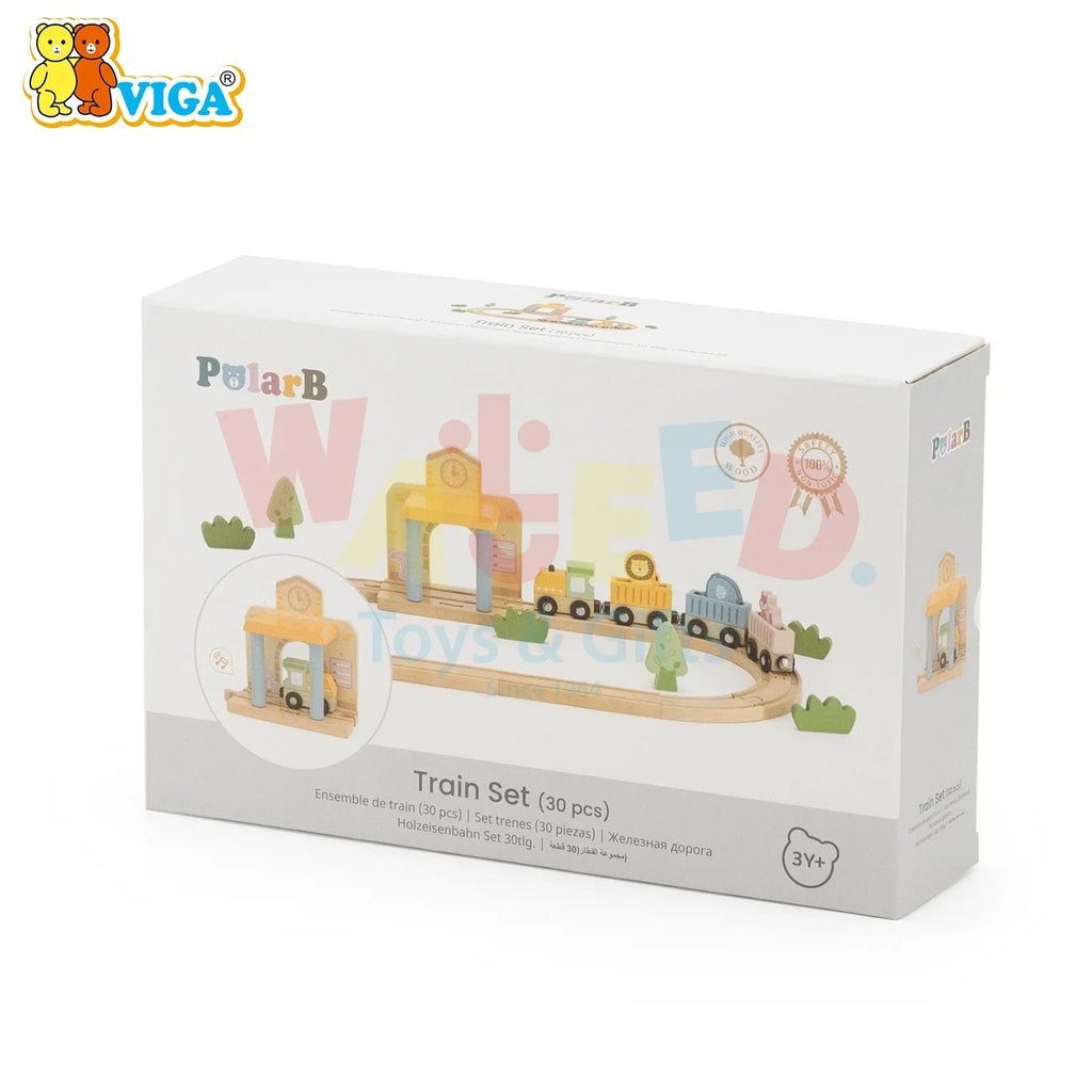 PolarB Wooden Train Set (30 pcs)