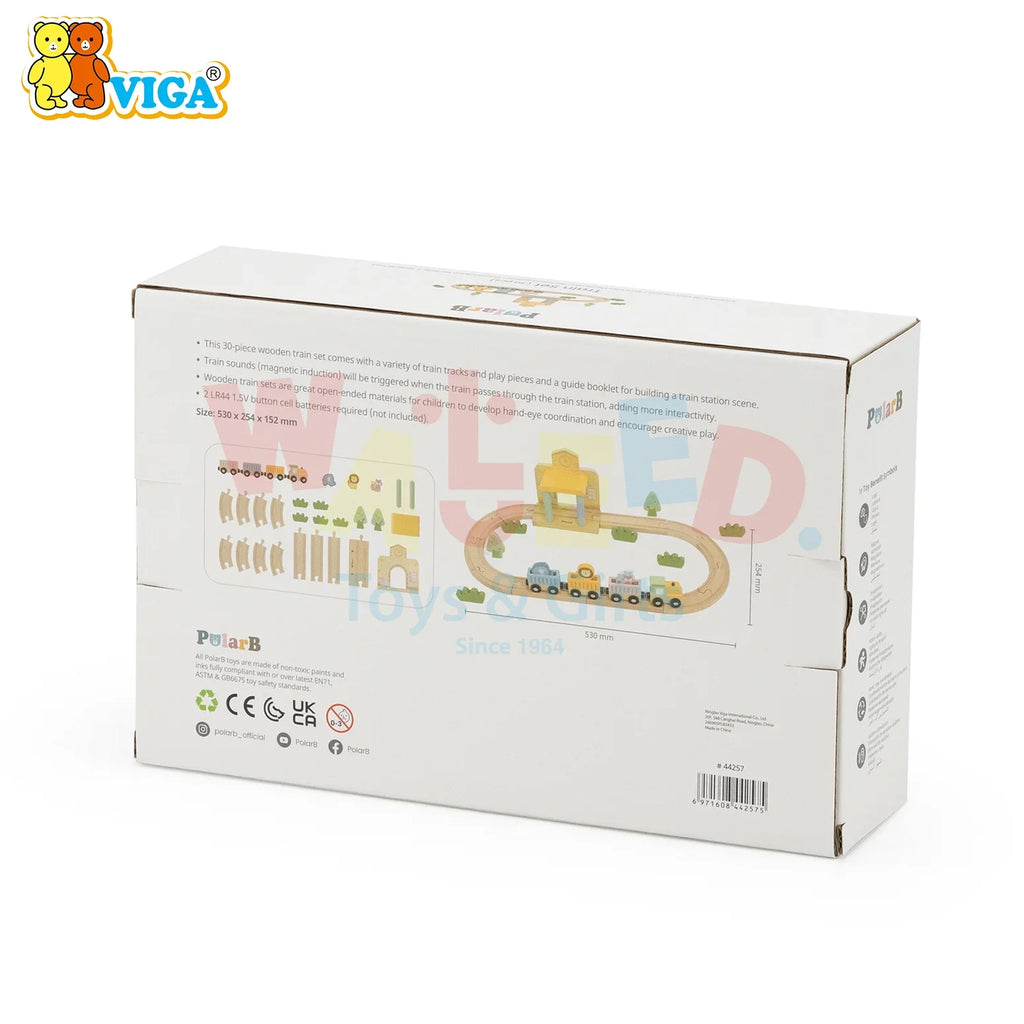 PolarB Wooden Train Set (30 pcs)