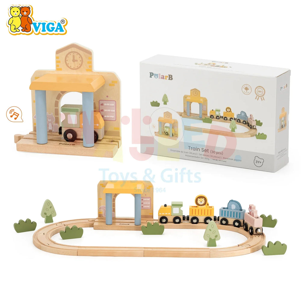 PolarB Wooden Train Set (30 pcs)