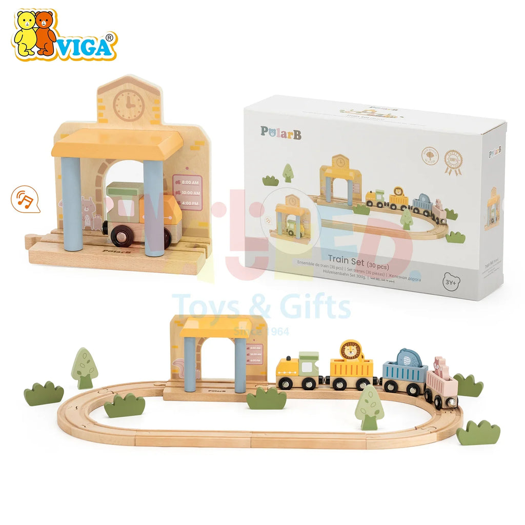 PolarB Wooden Train Set (30 pcs)