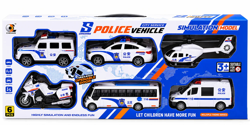 Police Vehicles Friction Set – 6 Pcs