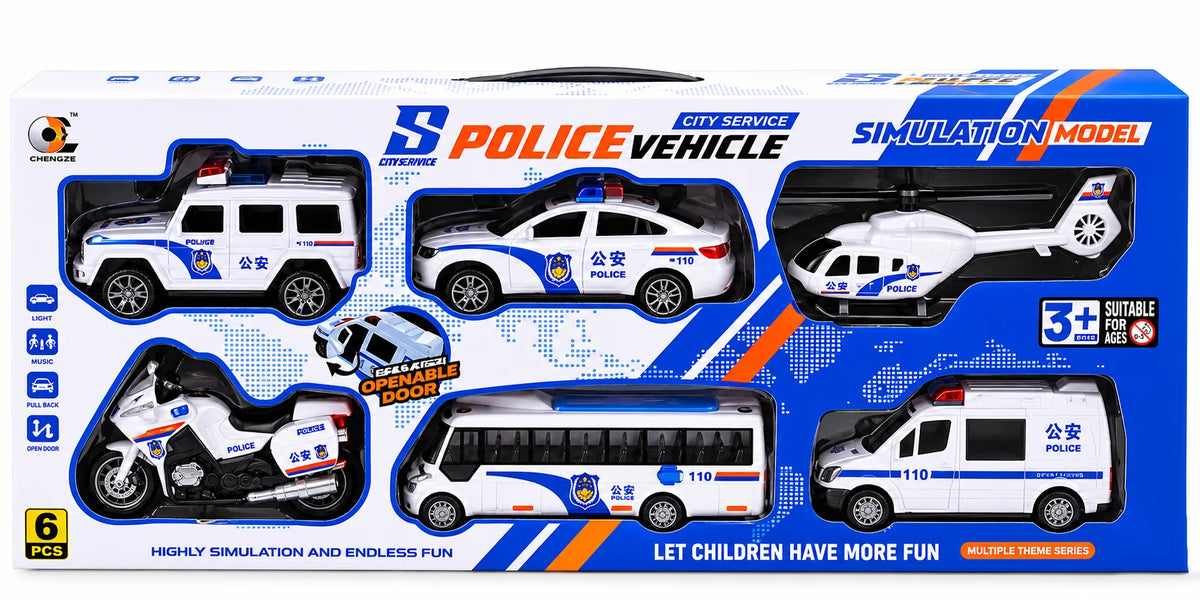 Police Vehicles Friction Set – 6 Pcs