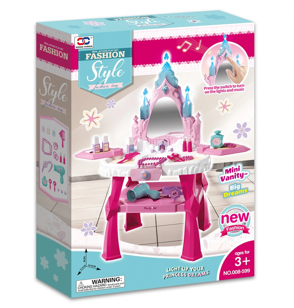 Princess Castle Vanity Table with Light-Up Mirror