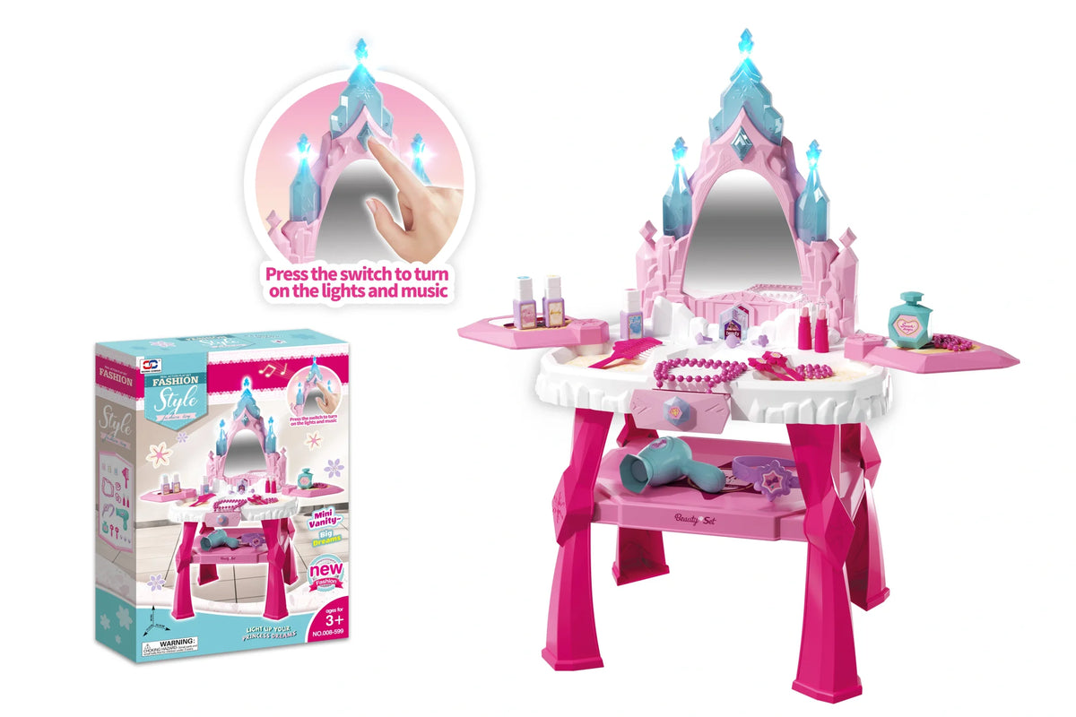 Princess Castle Vanity Table with Light-Up Mirror
