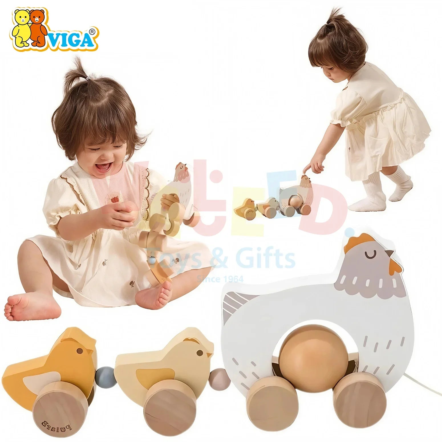 Pull-Along Chicken Family
