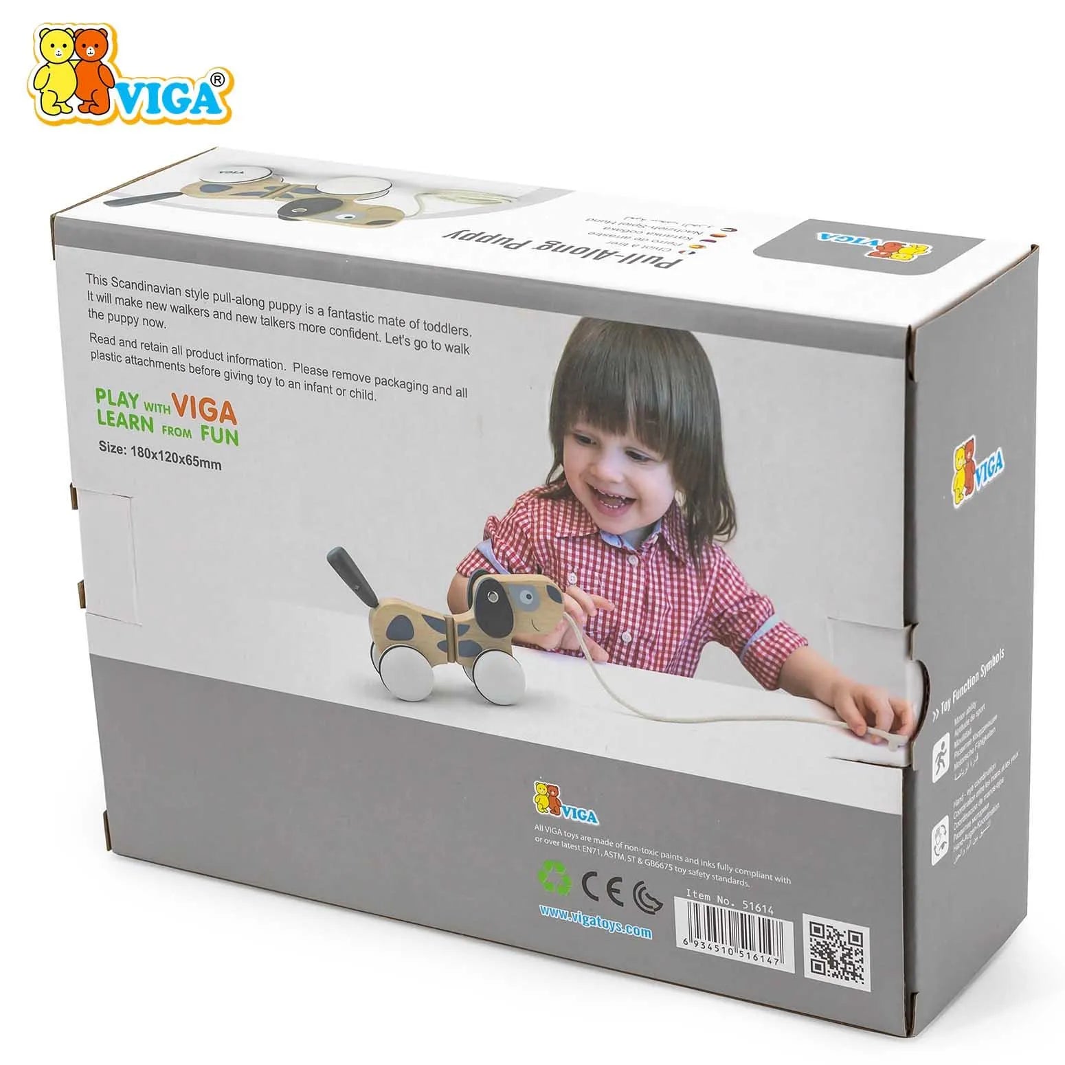 Viga Pull- Along Puppy Size: 180 x 120 x 165 mm