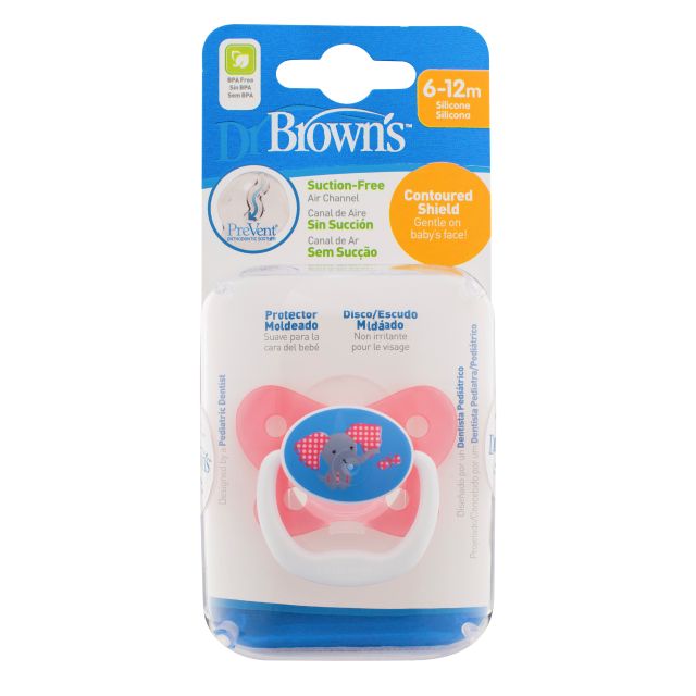 DR BROWNS PreVent BUTTERFLY SHIELD Pacifier - Stage 2 * 6-12M - Pink, 1-Pack