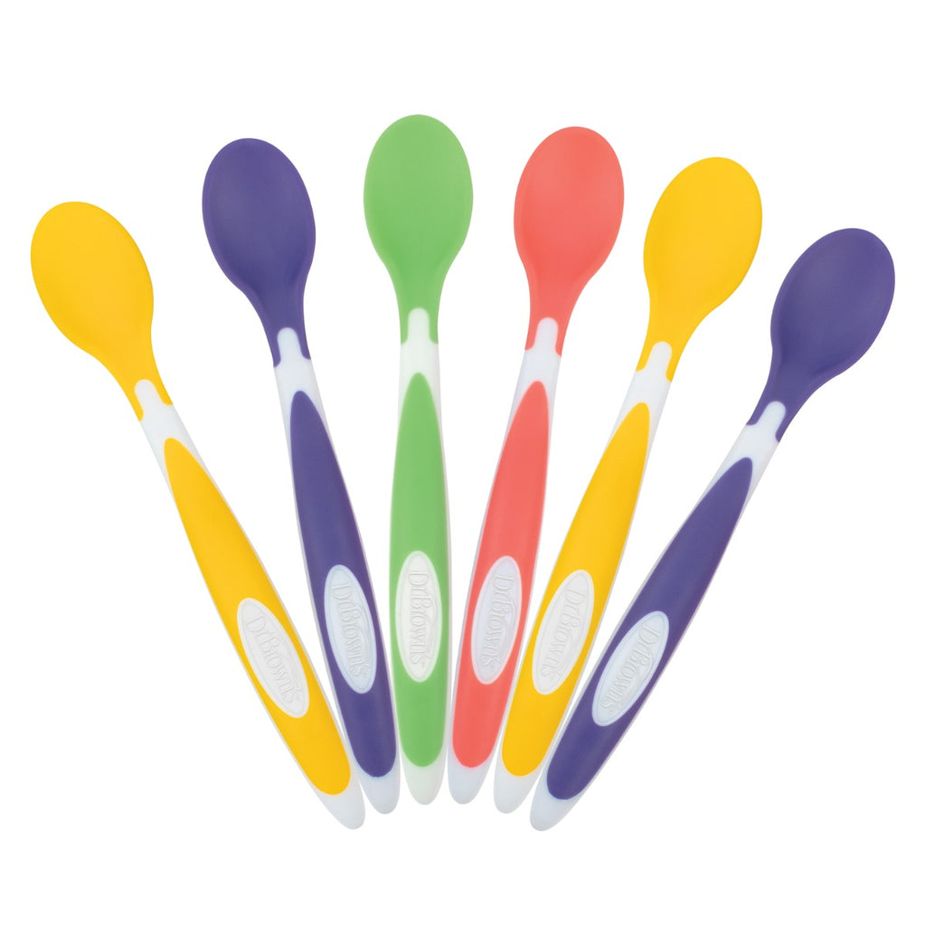 Dr.Brown's Soft-Tip Spoon, 6-Pack (2x Yellow, 2x Purple, 1x Green, 1x Red)