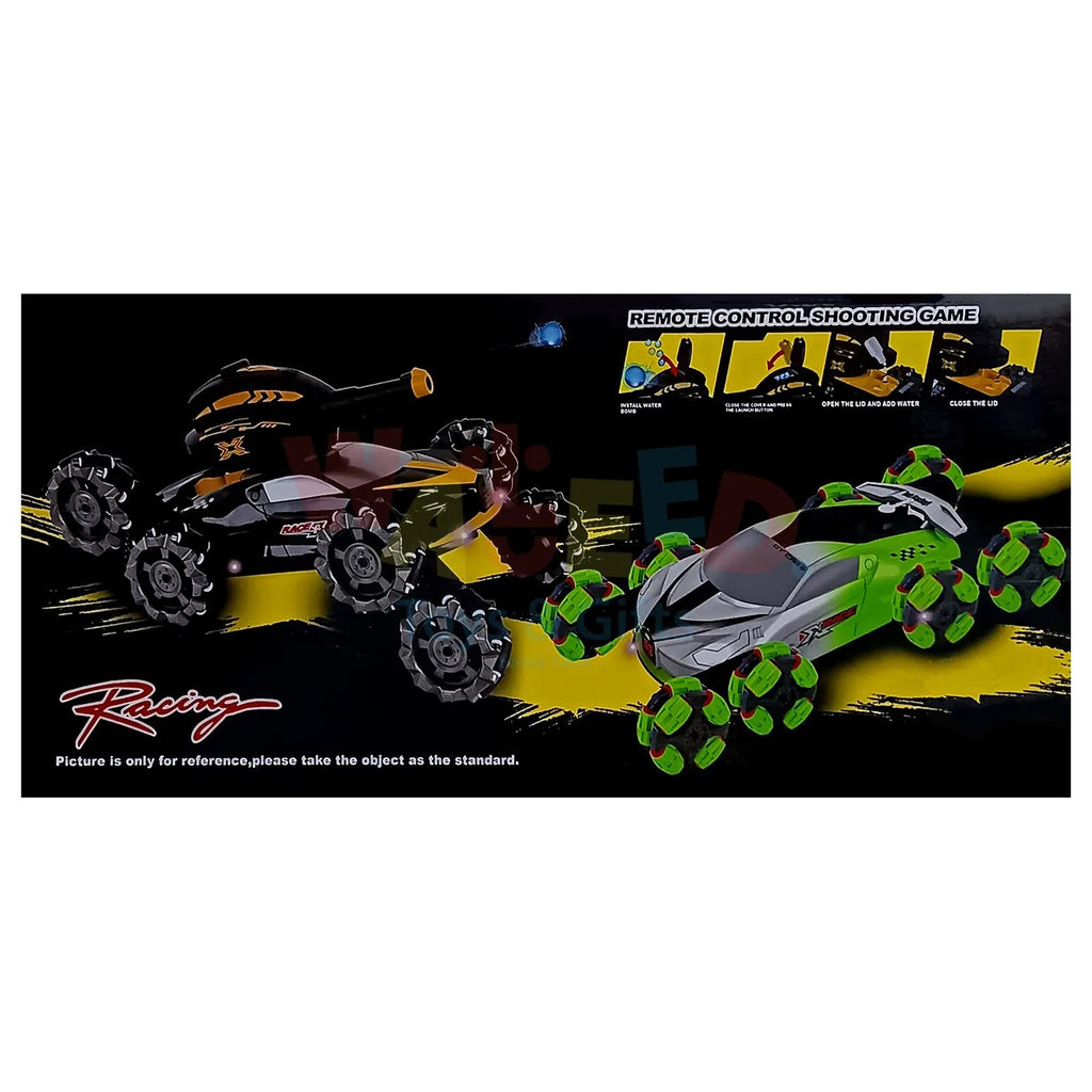 RC Battle Tank Car 2.4G Remote, LED Wheels & Rotating Turret