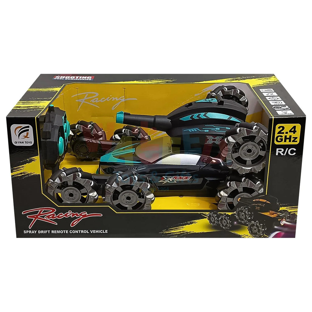 RC Battle Tank Car 2.4G Remote, LED Wheels & Rotating Turret
