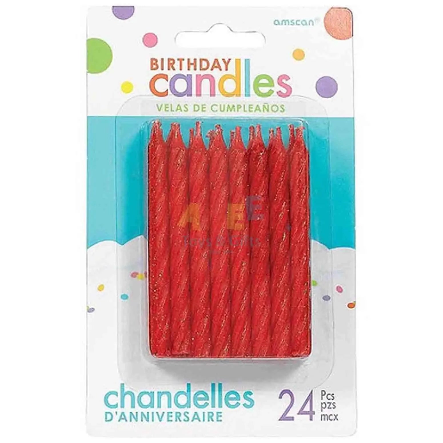 RED LARGE SPIRAL GLITTER CAND.24