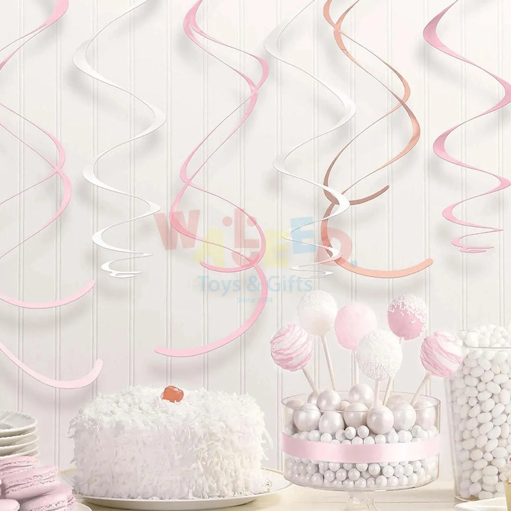 ROSE GOLD/BLUSH SWIRL DECORATION12P