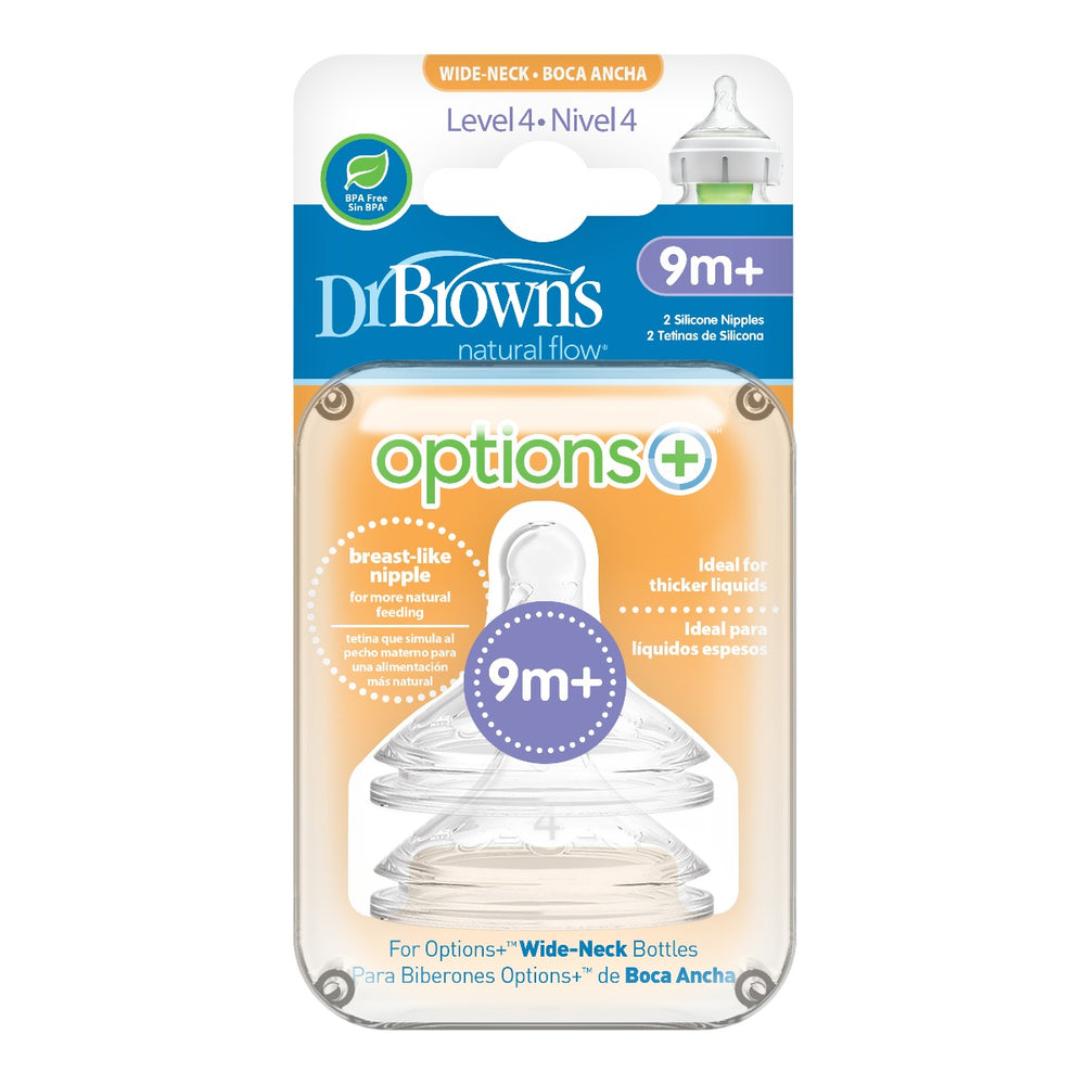 Dr.Brown's Level 4 Wide-Neck Silicone Options+ Nipple, 2-Pack ( + 9 months )