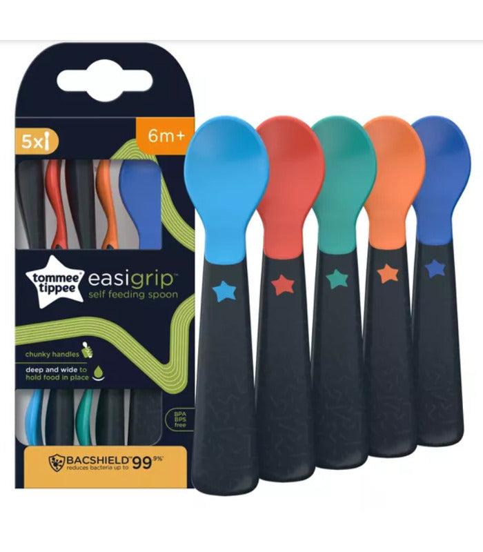 Tommee Tippee Easi Grip Self Feeding Spoon, 6 m+ ( Pack of 5)