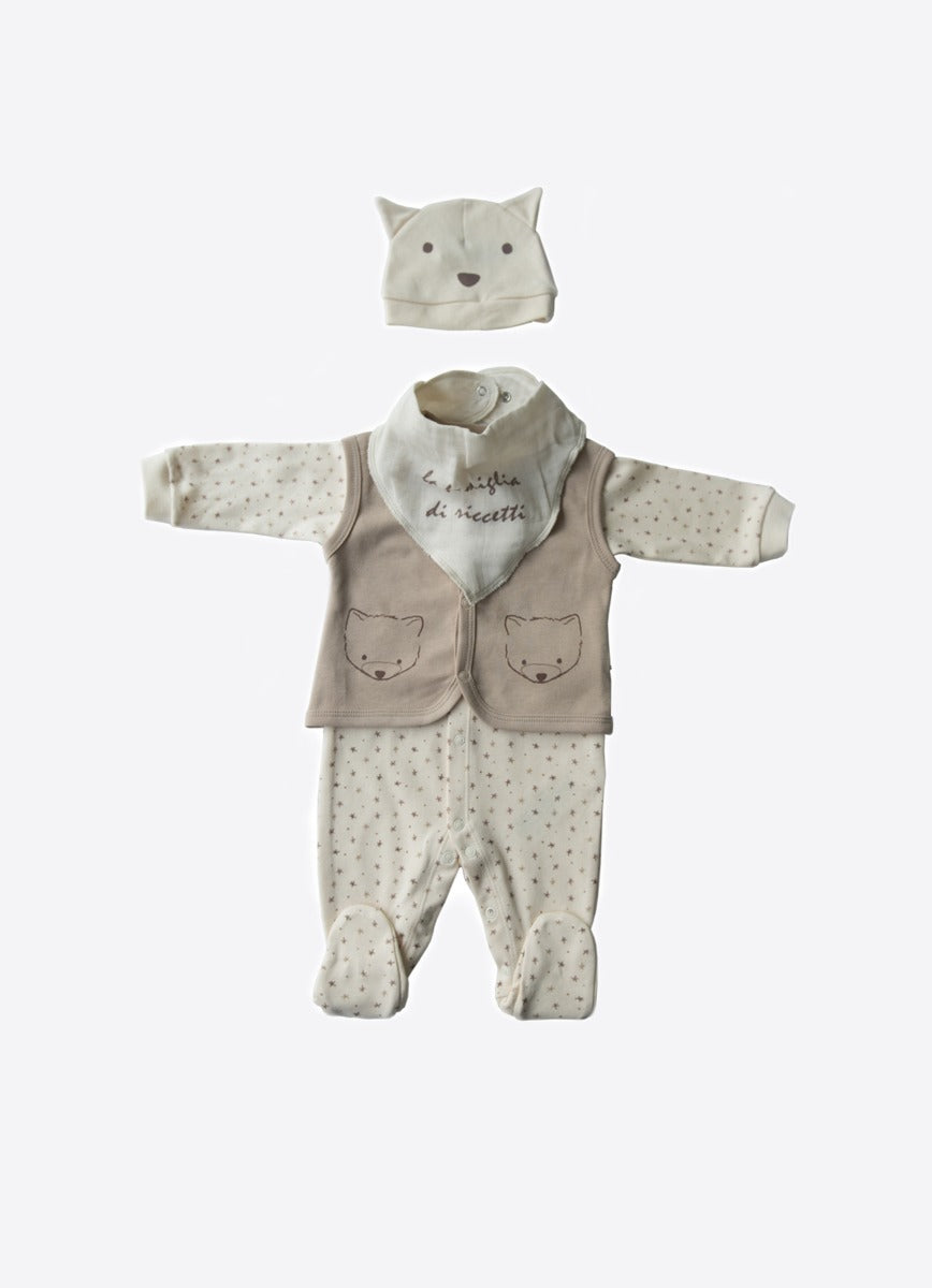 Kitikate ORGANIC RACCOON 4 PCS SET NATURAL-BEIGE