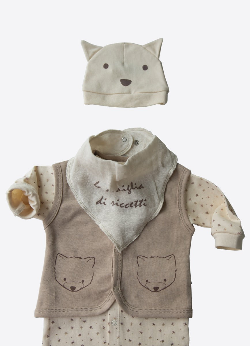 Kitikate ORGANIC RACCOON 4 PCS SET NATURAL-BEIGE