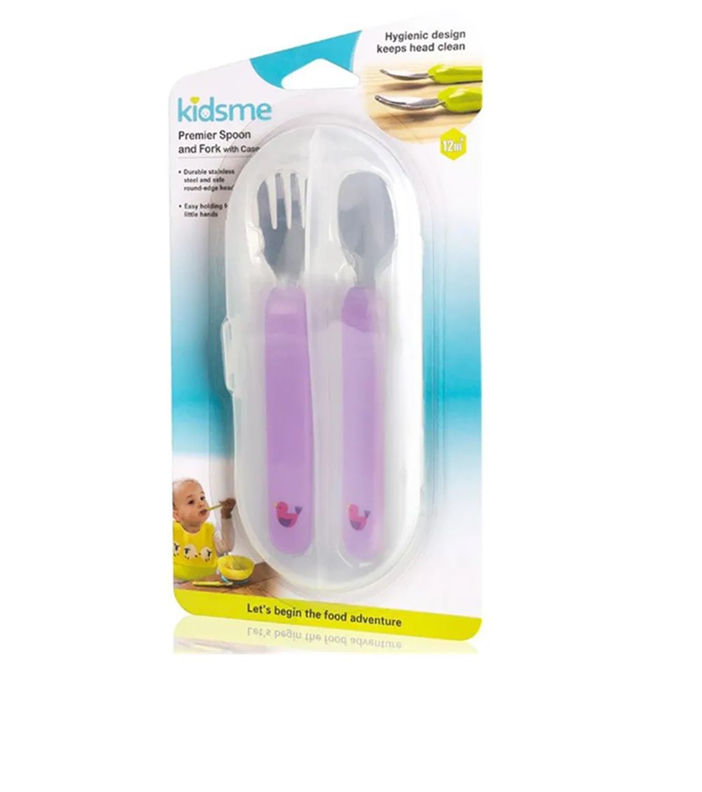 Kidsme Premier Spoon & Fork with Case-Lavender