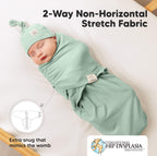 Sage Soothe Baby Swaddles 0-3 Months with Knot Hat