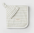 Sage Stripes Organic Swaddle Blanket & Hat Set