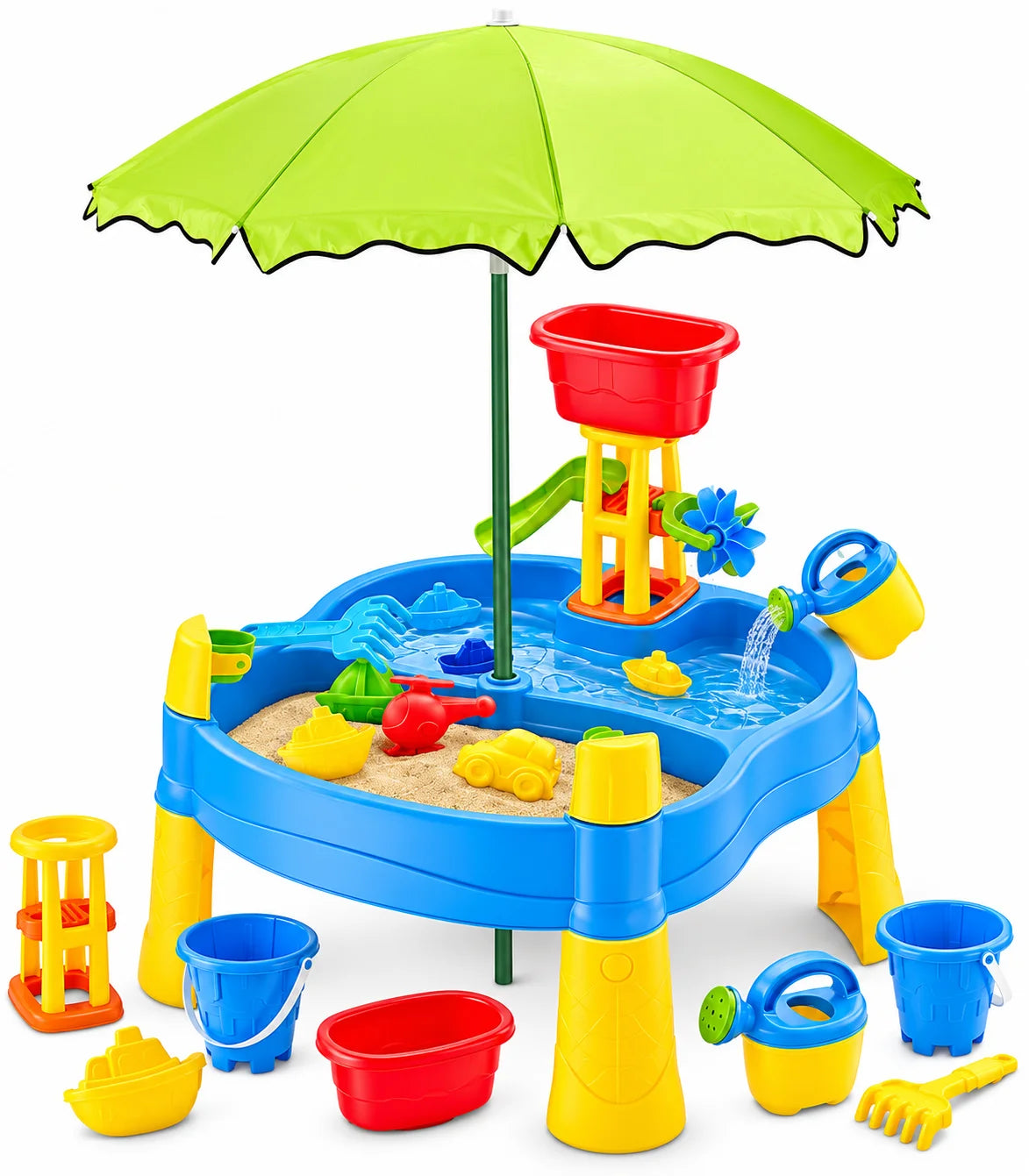 Sand & Water Play Table with Umbrella – 21 Pcs