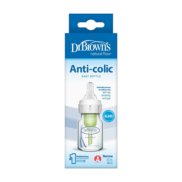 Dr.Brown's 2 oz/60 mL Glass Narrow Options+ Baby Bottle, 1Pack 1