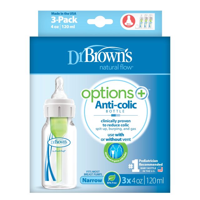 drbrowns 4 oz / 120 ml PP Narrow-Neck "Options" Baby Bottle, 3-Pack