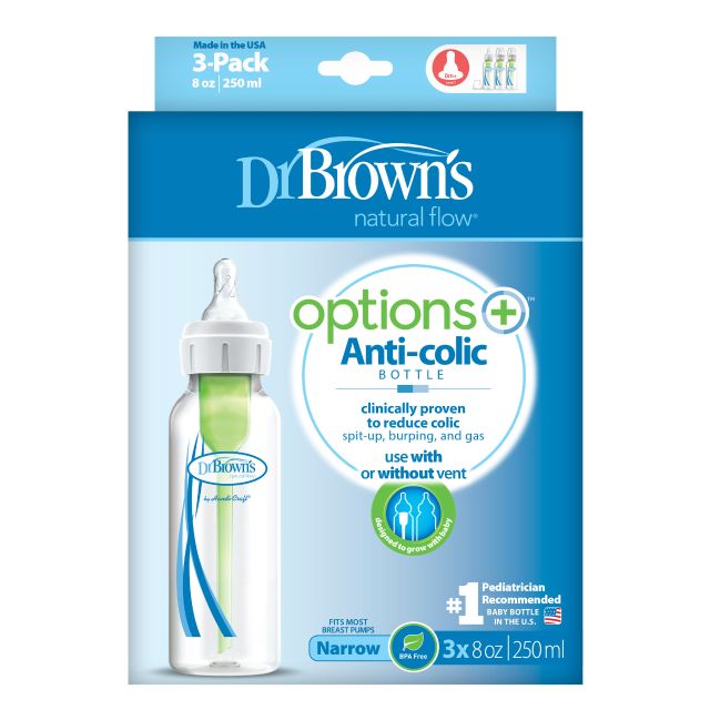 drbrowns 8 oz / 250 ml PP Narrow-Neck "Options" Baby Bottle, 3-Pack