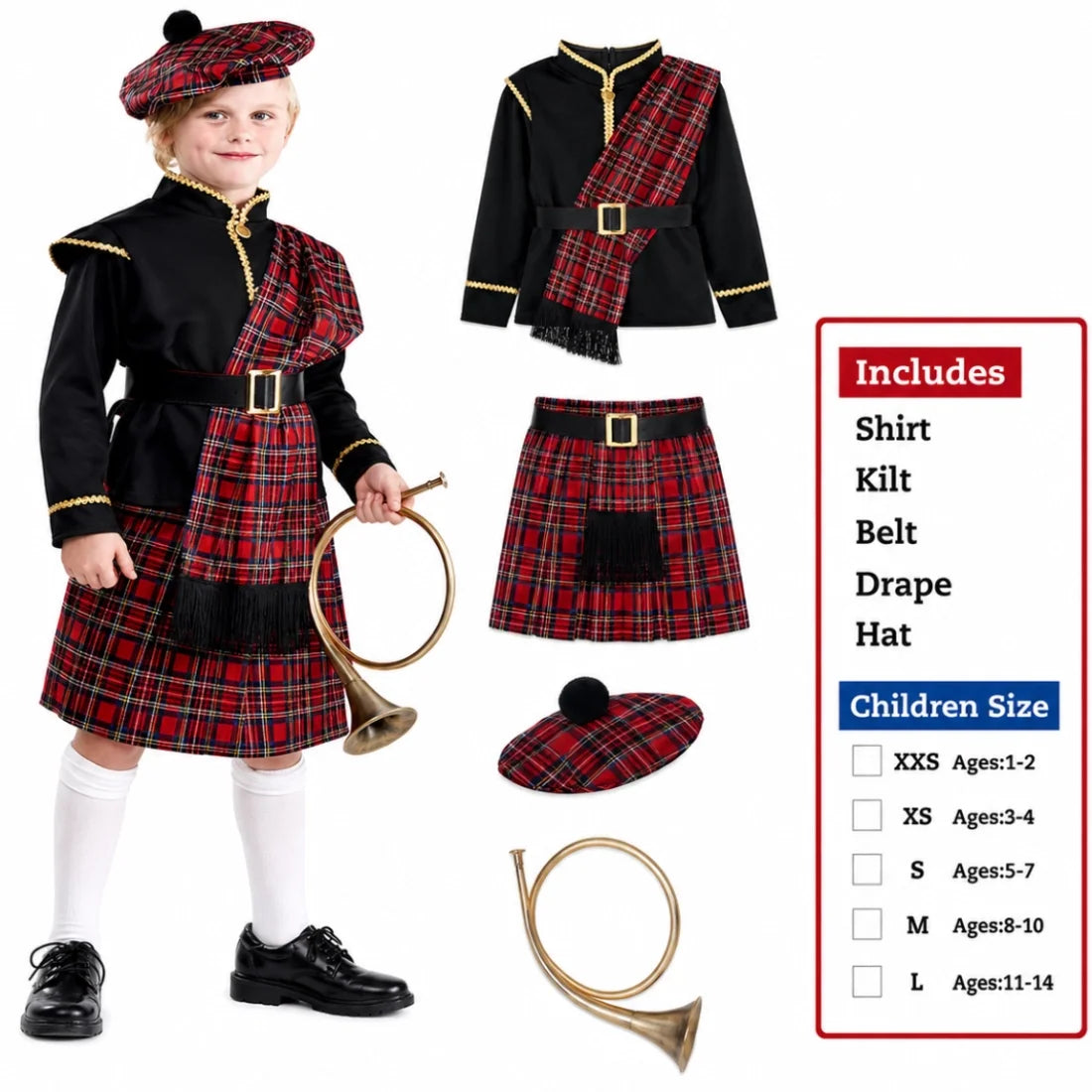Scotland Boy Fancy Dress Costume for Kids