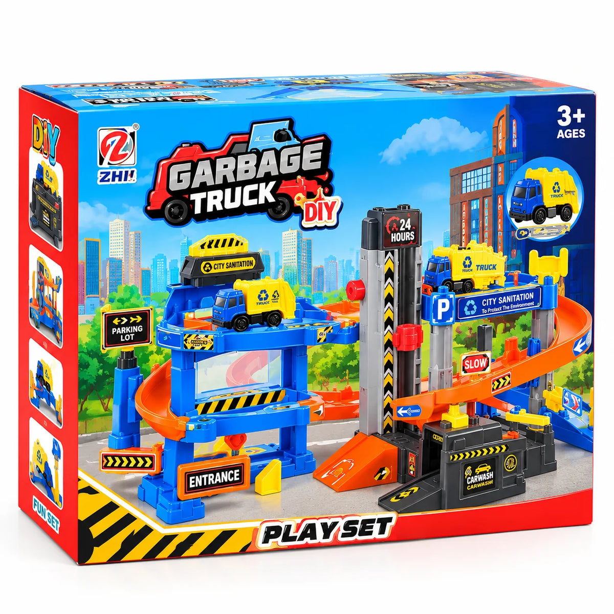Shark Attack Parking Garage with Elevator – 12 Die-Cast Cars